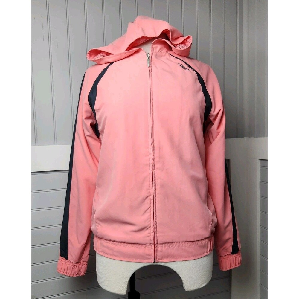 Rbk Full-Zip Athletic Jacket Lightweight Pink/Gray Womens S Hooded Pockets Y2K